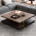 Square Pedestal Coffee Table Solid Wood Accent Table